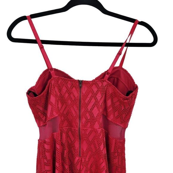 Material Girl Dress Sweetheart Bustier Netted Cutout Mini Fit & Flare Pink M - Picture 9 of 15